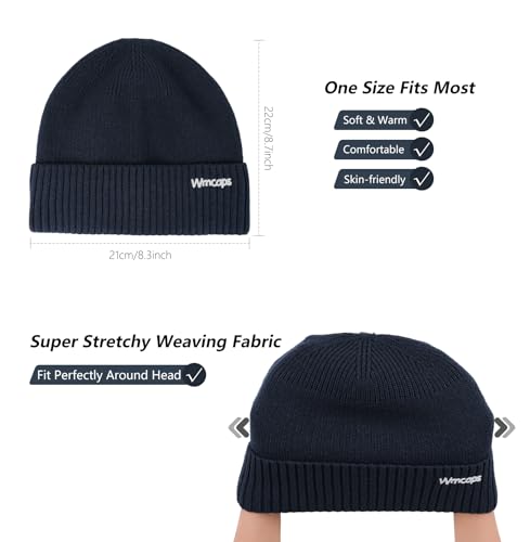 Soft Warm Knit Beanie Hat for Men & Women - Navy Blue
