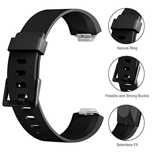 Silicone Bands for Fitbit Inspire HR & Ace 2 - 3 Pack, Large Size (7.1''-9.1'') - Black, Navy Blue, Gray