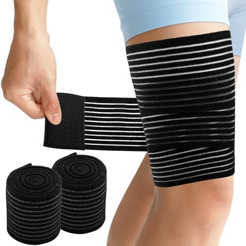 Thigh Compression Sleeves - Adjustable Hamstring Wraps for Varicose Veins - Black