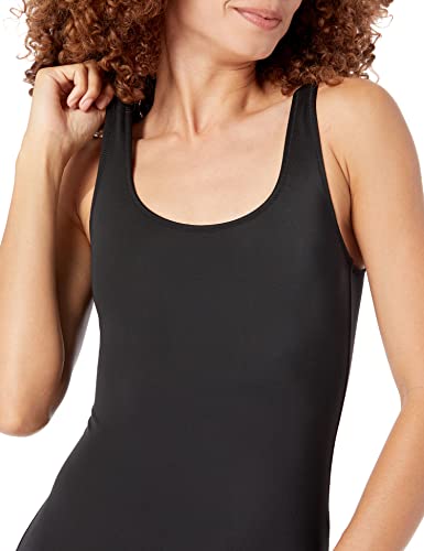 Amazon Essentials Women's One-Piece Scoop Neck Swimsuit - Large, Washed Black