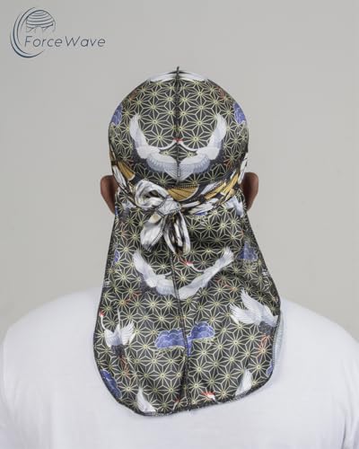Designer Silky Durag with Pattern - S-crane 1pc