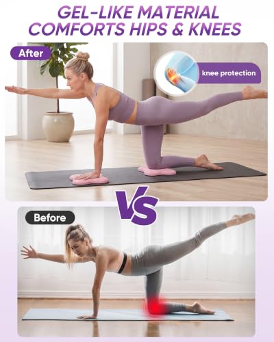Yoga Knee Pads - Non-Slip TPE Cushion for Pilates & Exercise - Pink