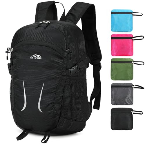 SFIUYDS 35L Lightweight Packable Hiking Backpack for Women & Men - Black