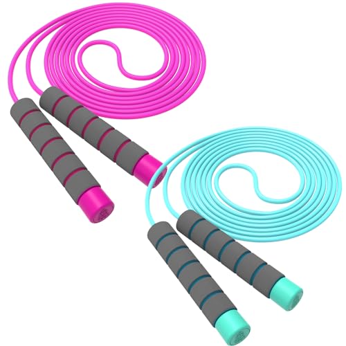 Adjustable Kids Jump Rope with Foam Handles - Rose Pink & Blue