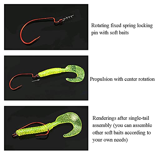 14mm Centering Pin Spring Twist Lock Fishing Screw Worm Hook - 100 Pcs