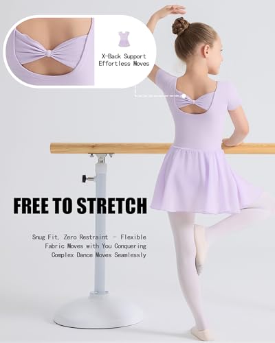 Ballet Leotard for Girls with Bow Back - Purple, 7 Years