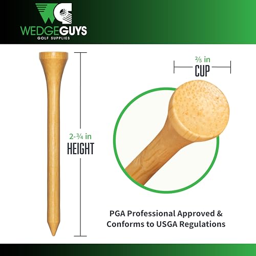 Bamboo Golf Tees 2-3/4" - Eco-Friendly & Durable - 100 Pcs