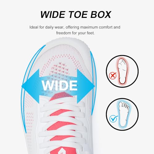 Women's Barefoot Training Shoes - Zero Drop Lightweight Sneakers - White Peach