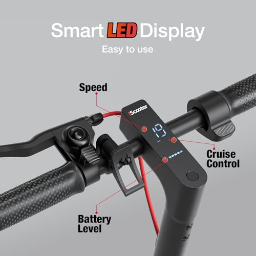 Foldable Electric Scooter for Adults - Smart App, Cruise Control, Carbon Black