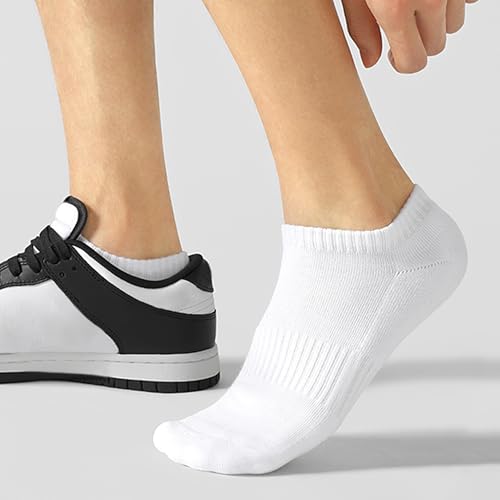 DOKUTOKU 6 Pairs Women's Ankle Socks Size 9-11 Thick Cotton No Show Invisible Socks - White, Variation 5-9