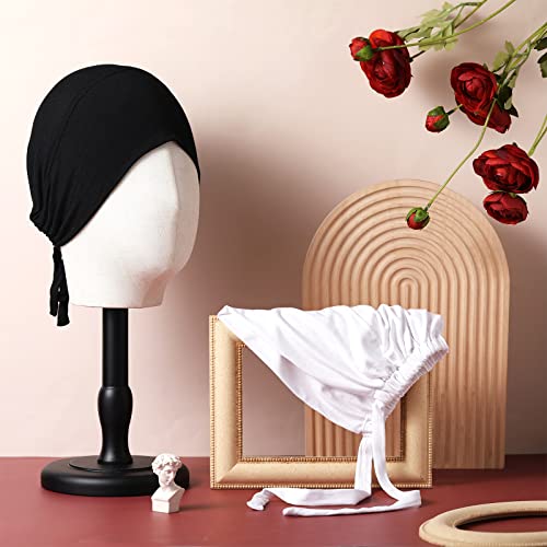 Adjustable Hijab Undercap Set - 4 Pcs Black & White Scarves