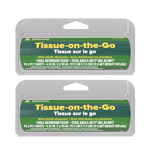 Coghlan's Portable Tissue on the Go Pack with Reusable Dispenser - Camping & Outdoor Travel Essentials