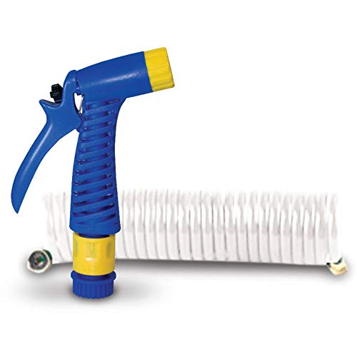 SeaSense 1/2-Inch x 15-Foot Coiled Hose with Nozzle, Weather Resistant