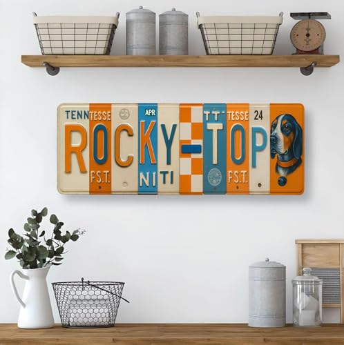 Tennessee Volunteers Metal Wall Art Sign - 16x6 Inches, Orange & White
