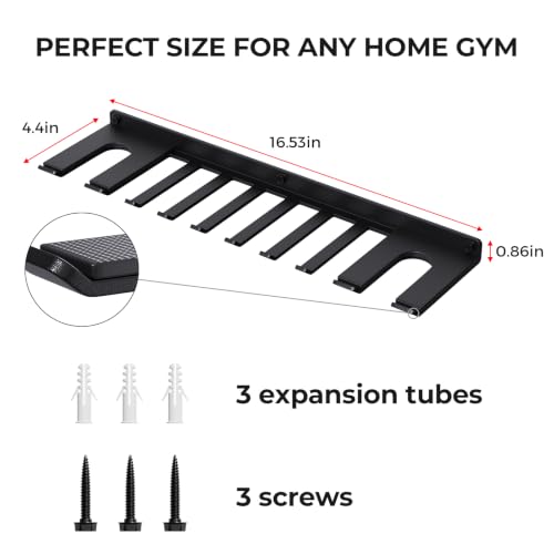 Large Home Gym Storage Rack Wall Mount with Heavy Duty Hooks - 1 Pack