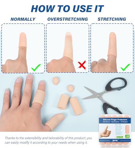 Silicone Finger Cots Protectors - 10 Pack, Nude