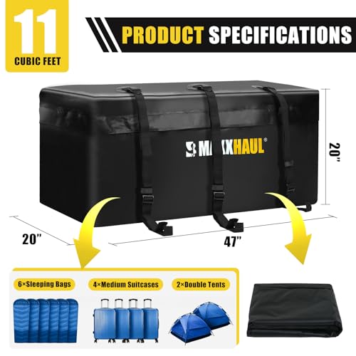 Heavy Duty Soft Shell Cargo Carrier Bag for Hitch Mount Rack - 47x20x20