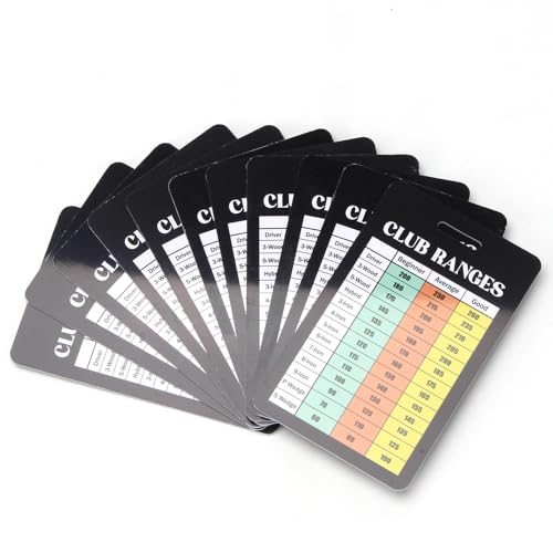 Golf Club Range Chart Card - PVC Distance Guide, Common