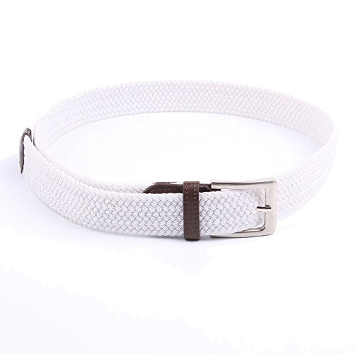 Multicolored Braided Elastic Fabric Belt - Medium/White