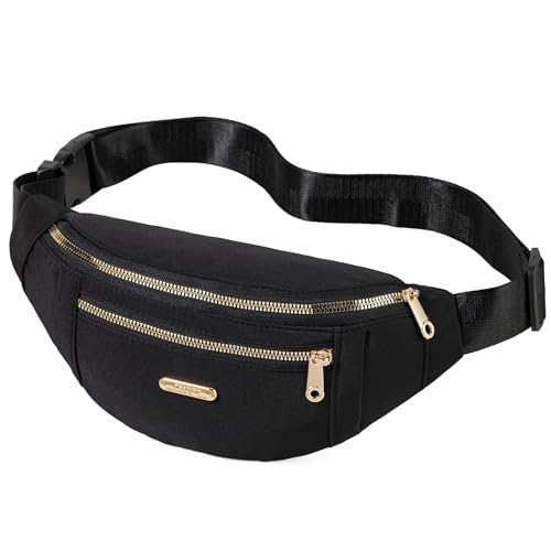Fanny Pack Crossbody Bag for Women - Lightweight Black Waist Pack
