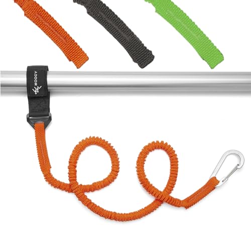 Kayak Paddle Lanyard - Stretchable Coiled Leash - Orange - 1 Pack