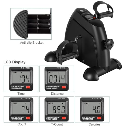 Mini Exercise Bike - Portable Under Desk Pedal Exerciser with LCD Display