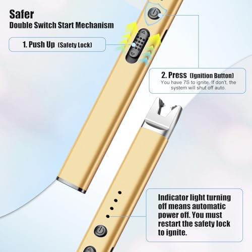 USB Rechargeable Electric Plasma Arc Lighters - Black & Gold
