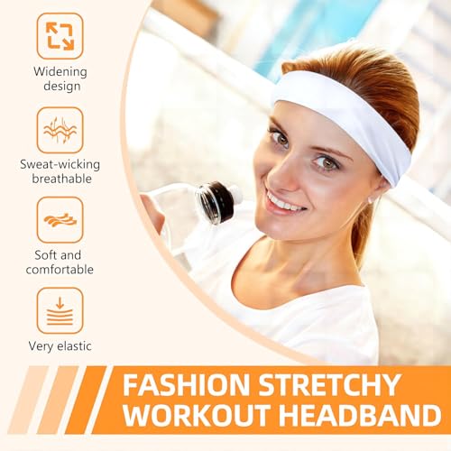 8PCS Elastic Non-Slip Headbands for Women - Black, Navy, Gray, Red, Pink, Green, White