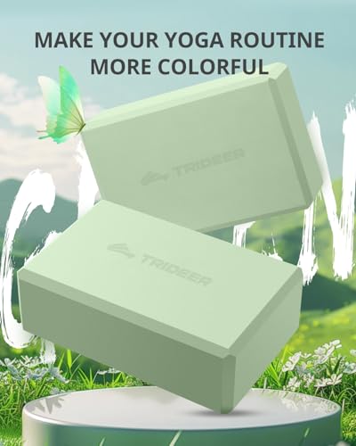 Yoga Blocks 2 Pack - Soft Non-Slip Foam, Mint Green