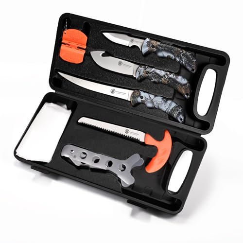 KNINE OUTDOORS Deer Hunting Knife Set with Field Dressing Tools - Game Processing Kit