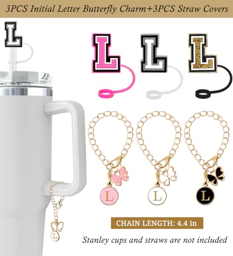Letter Straw Covers & Butterfly Charms Set for 10mm Straws - 3 Pack