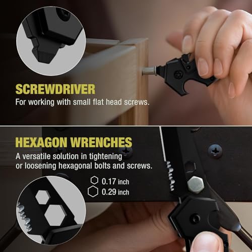 Mini Keychain Knife - 1.3" Tanto Serrated Blade - Midnight Black Multitool
