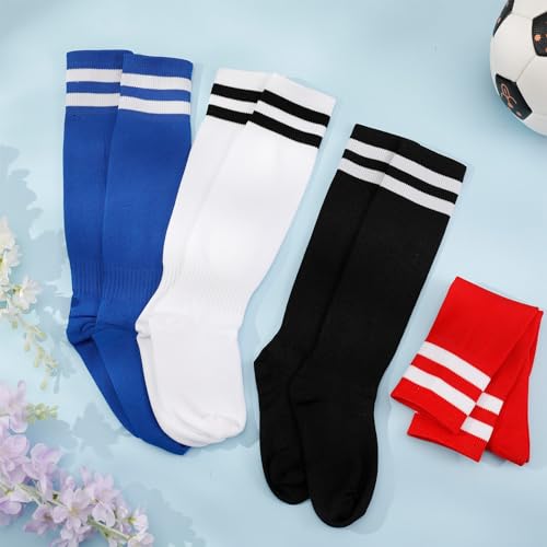 Kids Football Socks - 4 Pairs in Black, White, Blue, Red