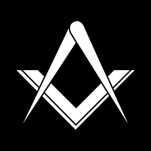 Masonic Square & Compass Vinyl Decal - White, 6 Inch