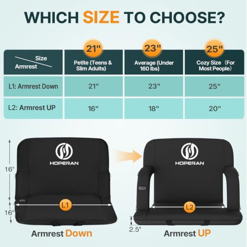 Heated Stadium Seats for Bleachers with Power Bank - Black 2pc, 23"