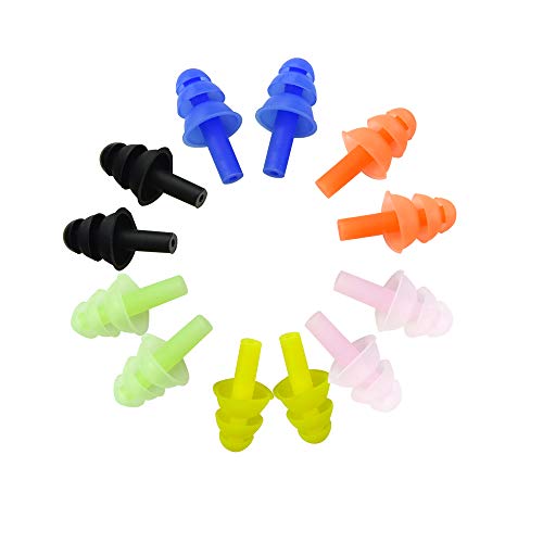 Reusable Silicone Swimming Earplugs - 6 Pairs for Hearing Protection