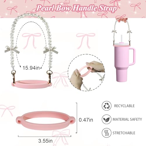 Stanley Cup Accessories Set - Pink Pearl: Straw Cover, Boot, Handle Strap & Charms