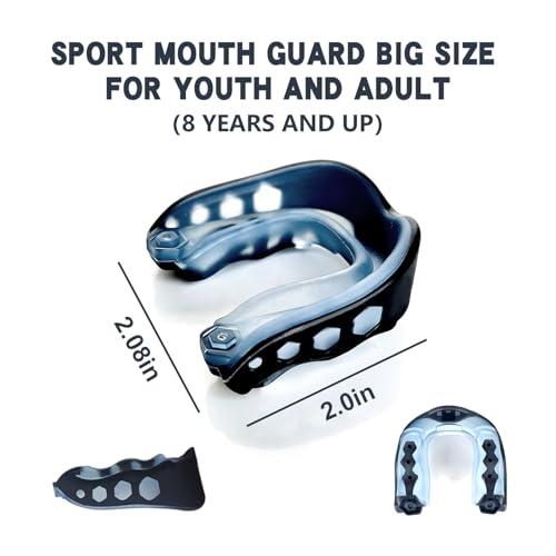 2 Pack Youth Football Mouth Guard with Strap and Case, Adults Sports