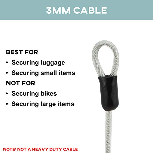 Braided Steel Security Cable - 3mm Double Loop, 7ft Length