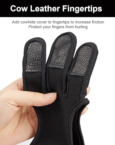 Three-Finger Archery Glove - Leather Finger Protector - Small