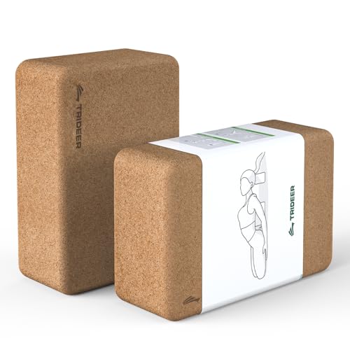 Cork Yoga Blocks - 2 Pack, Eco-Friendly Non-Slip Brown Blocks