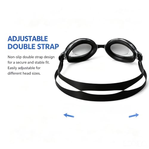 Swimming Goggles for Adults - Anti-Fog Leak-Proof - Black