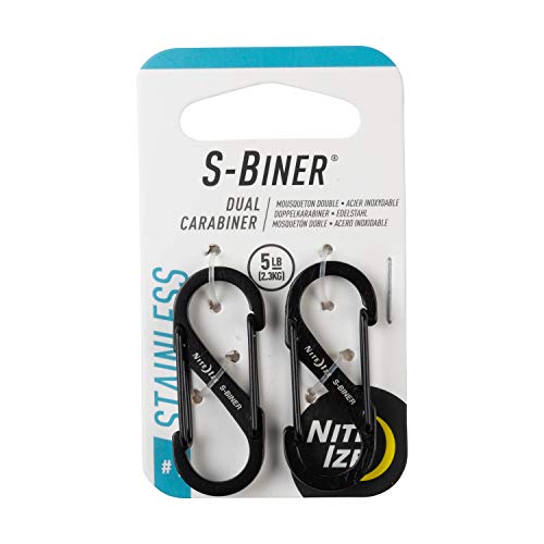 Stainless Steel Dual Carabiner S-Biner - 2 Count, Size 1, Black
