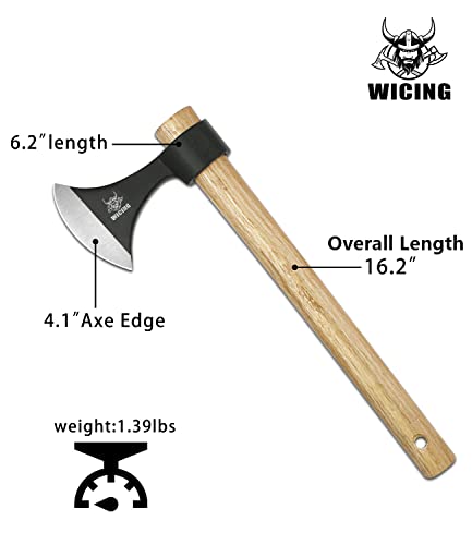 WICING Throwing Axes 3 Pack - 16.2-inch High Carbon Steel & Wooden Handles - for Axe Throwing Recreation & Competition - Throwing Tomahawks - 3P