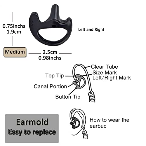 Acoustic Tube Replacement Earbud Kit for Covert Surveillance Earpiece