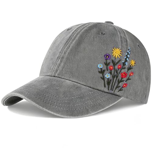 KYDEVO Floral Embroidered Baseball Cap for Women - Soft Breathable Adjustable (Wildflower B)