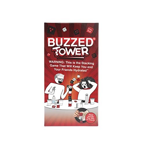 Relatable Buzzed Tower Stack-and-Sip Drinking Card Game for Adults — Includes 30 Blocks & 180 Cards