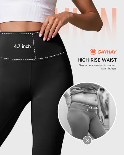 High Waisted Yoga Leggings for Women - Buttery Soft 26-Inch - Black, L-XL