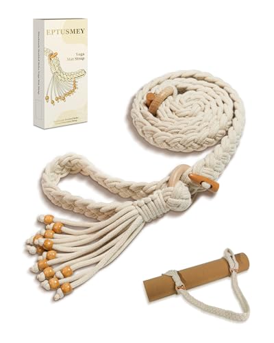 Boho Yoga Mat Strap - Adjustable Macrame Carrier with Beads