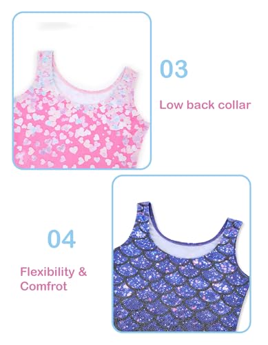 Gymnastics Leotards for Girls - Sparkly Biketards Set with Scrunchies